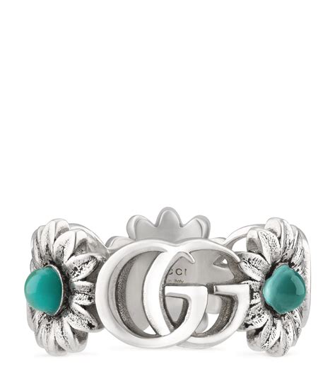 gucci double g sterling silver flower ring|Gucci sterling silver ghost ring.